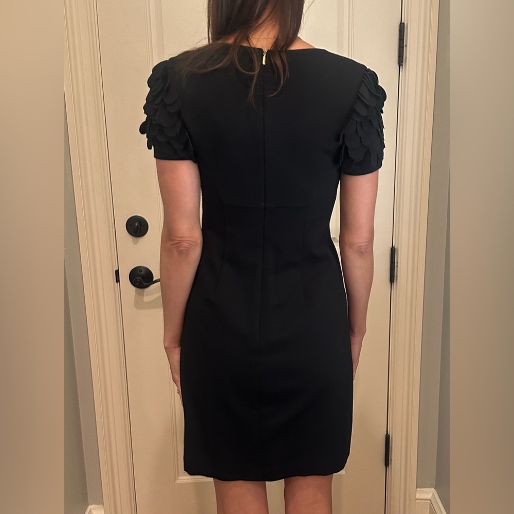 Trina Turk Elegant Black Mini Dress with Unique Sleeves - Picture 4 of 6